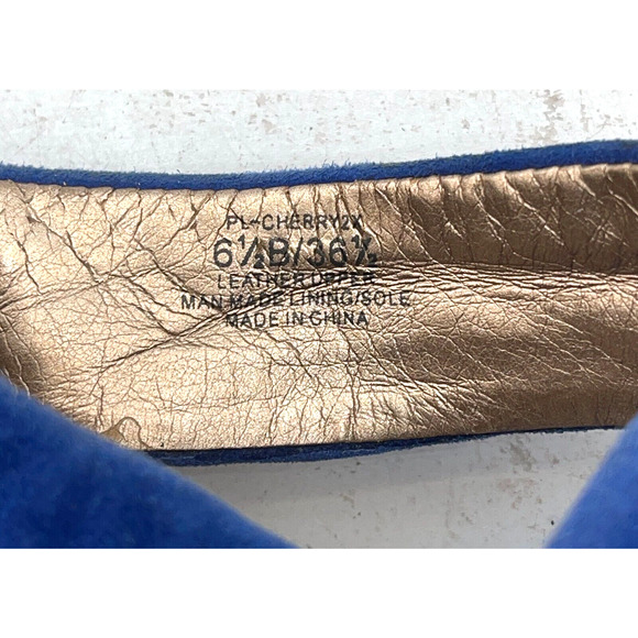 BCBG Cherry 2x Black Blue Paris Suede Platform Heels Size 6 1/2 B / 36 1/2 - Picture 10 of 11